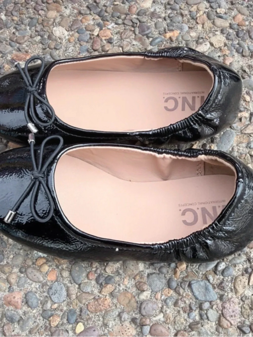 INC International Concepts Black Patent Girls' Bow Ballet Flats